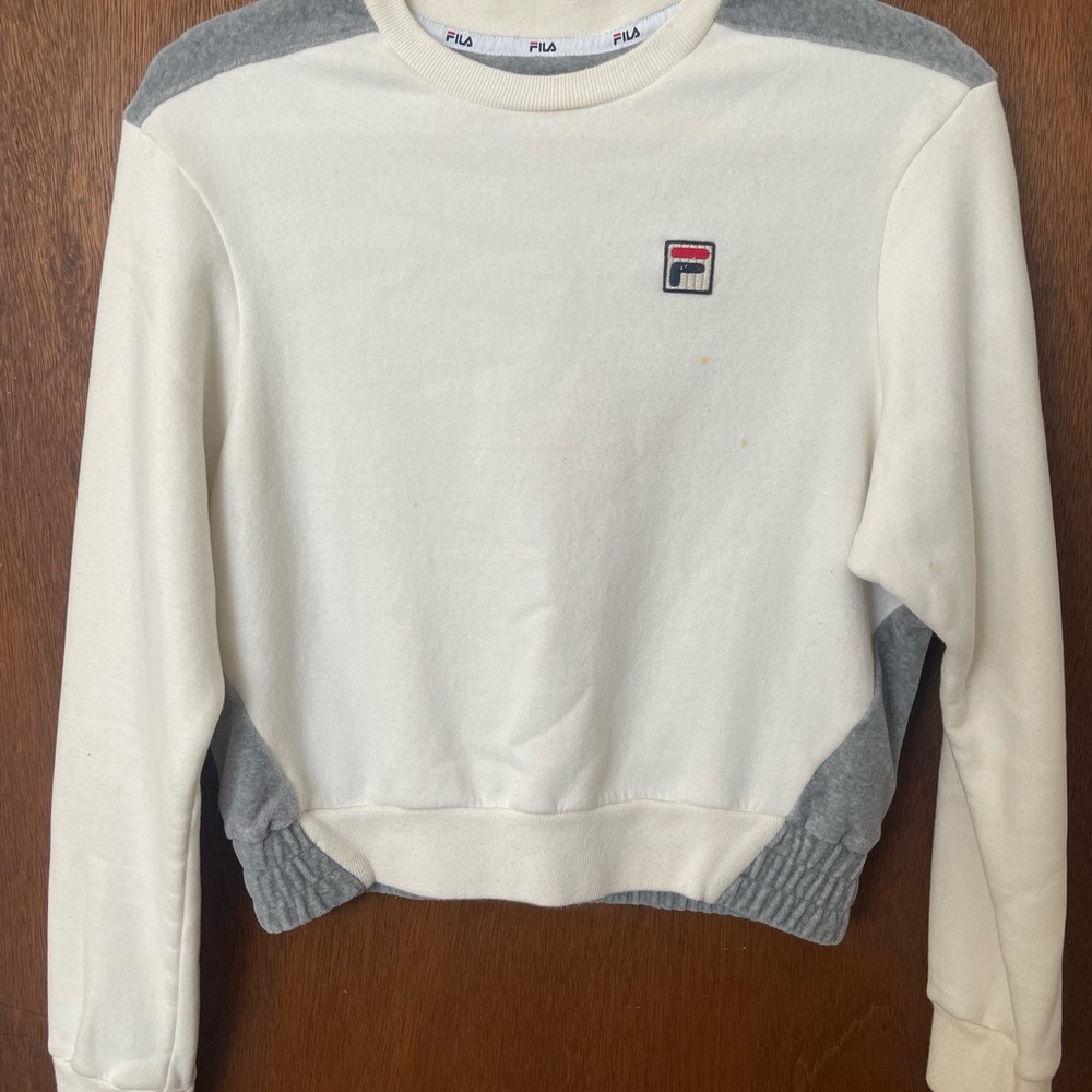 FILA Cream and Gray Velour Sweater